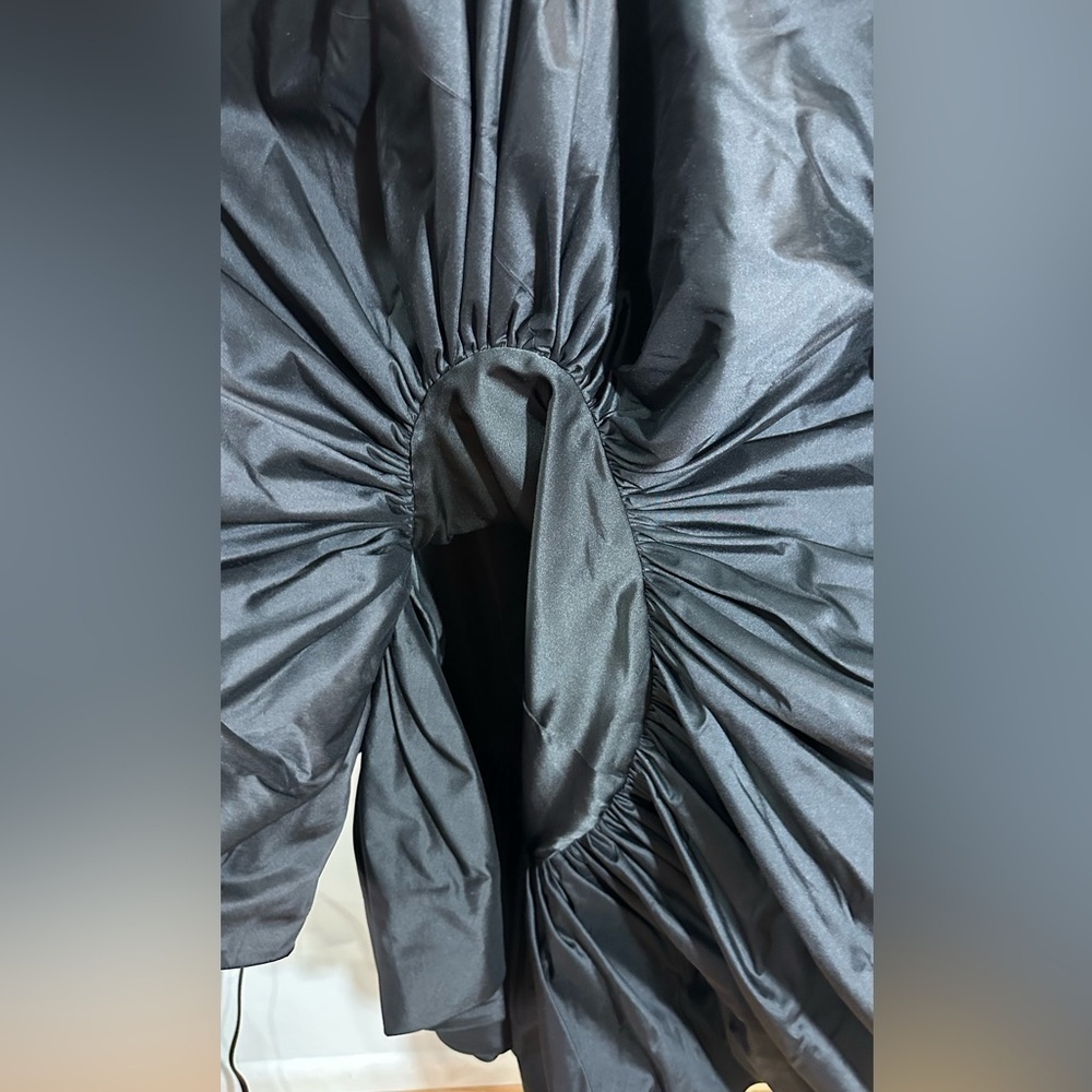 NWT Rasario Ruffled Asymmetric Silk Shantung Midi Dress Black IT 36 (US 0) - Picture 15 of 15